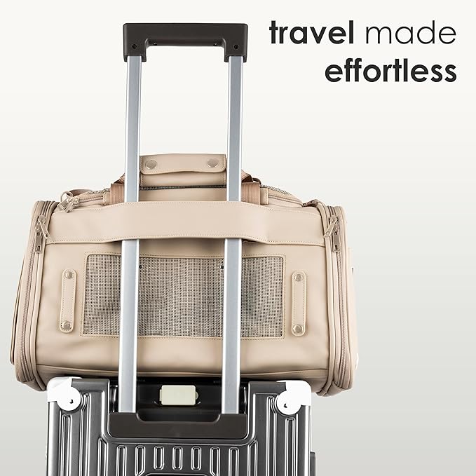 TSA Airline Approved PU Leather Luxury Pet Carrier - Size XS/S - for Small Dogs and Cats