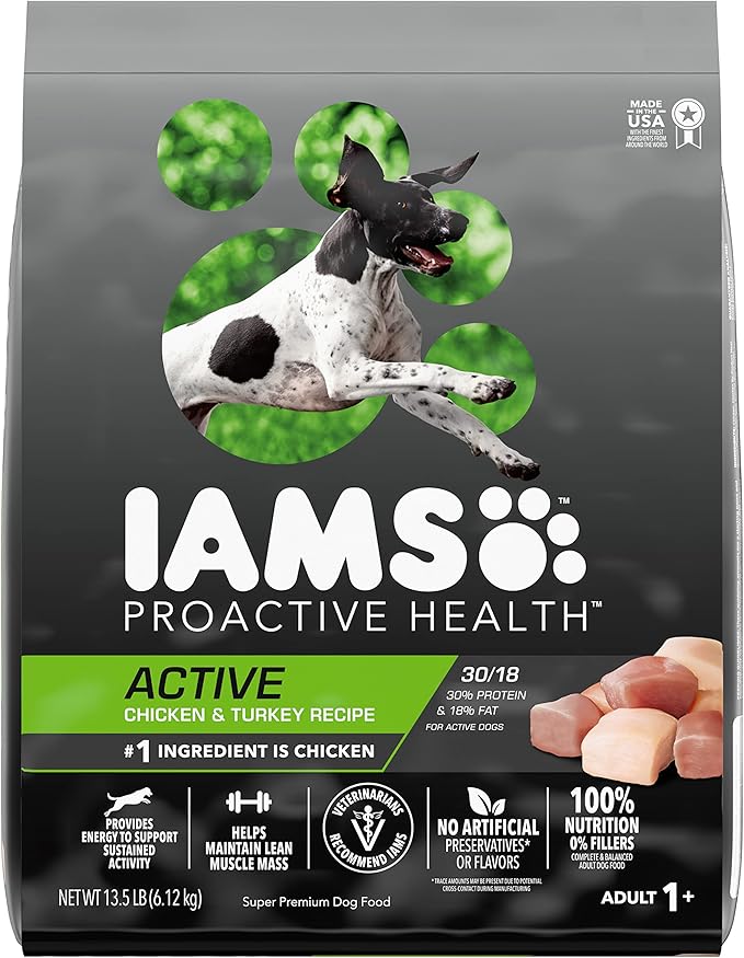 Iams Proactive Health Adult Active Dry Dog Food with Chicken and Turkey, 13.5 lb. Bag