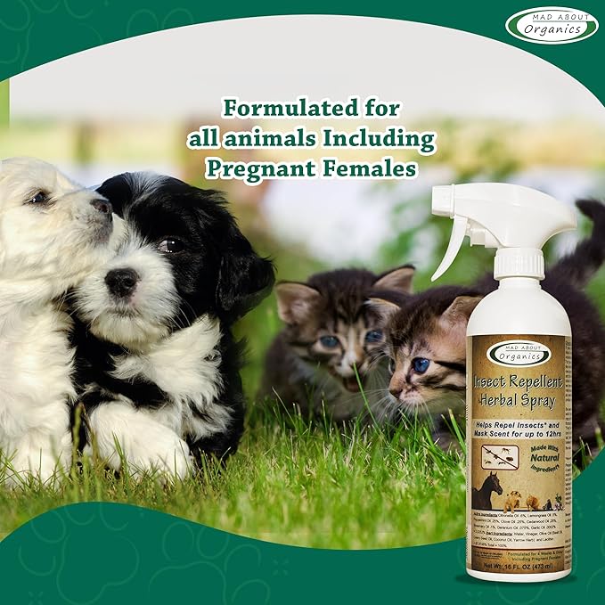 Protection Spray for Dogs, Cats, and Small Animals - Natural Mosquito Defense, Pet Safety Spray - Pet Safe Formula - 16 FL oz