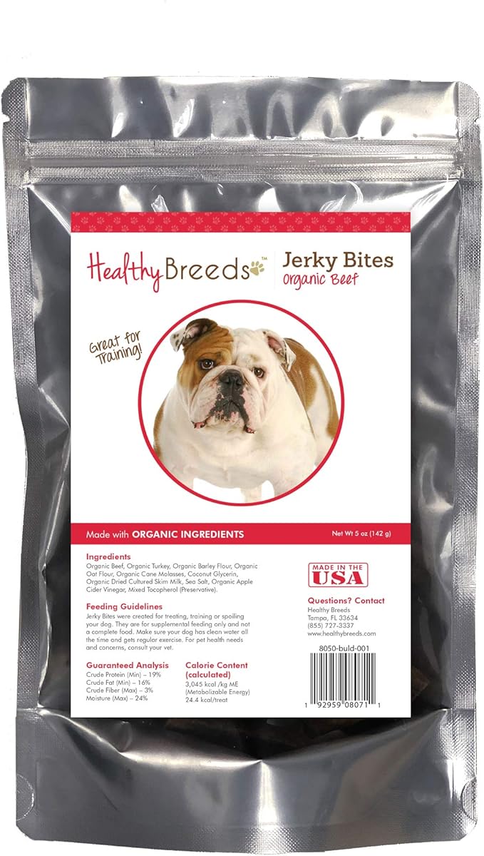 Healthy Breeds Bulldog Jerky Bites Beef Recipe Dog Treats 5 oz