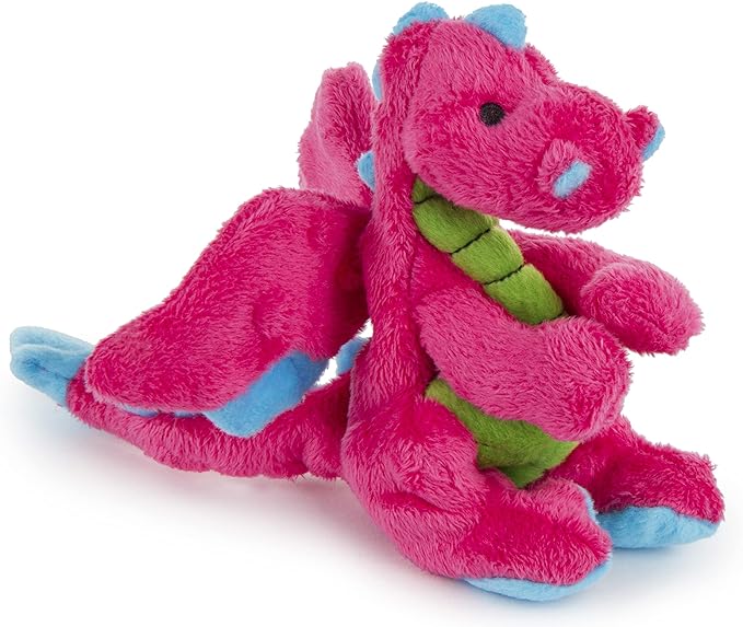 goDog Bubble Plush Dragons Squeaky Dog Toy, Chew Guard Technology - Pink, Small