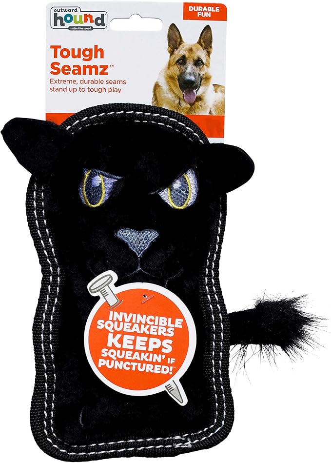 Outward Hound Tough Seamz Panther Plush Dog Toy, Small