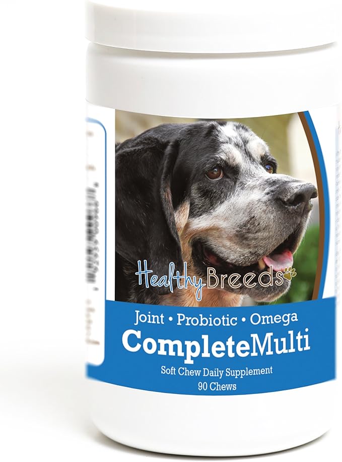 Healthy Breeds Bluetick Coonhound All in One Multivitamin - Complete with Probiotics, Glucosamine, Chondroitin & Omegas - 90 Soft Chewy Treats