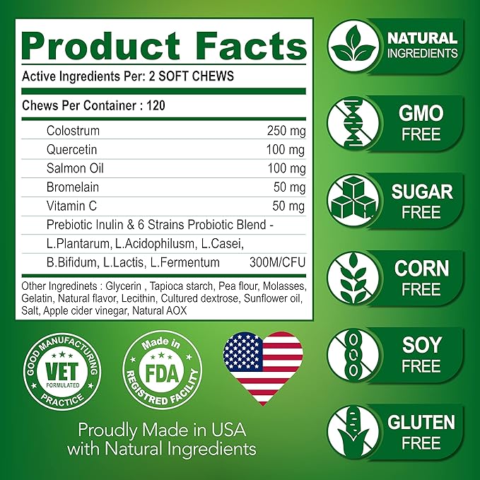 Vet Promise Dog Allergy Chews - Itch Relief for Dogs - Dog Allergy Relief - Anti Itch for Dogs - Dog Itchy Skin - Dog Allergy Support - Hot Spots - Immune Health Supplement - Made in USA - 120 Treats
