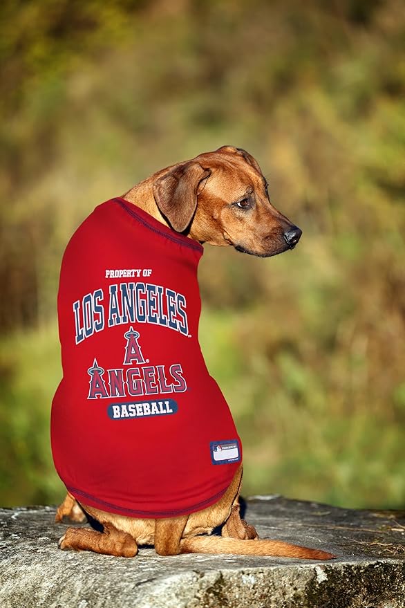 MLB LA ANGELS Dog T-Shirt, X-Large. - Licensed Shirt for Pets Team Colored with Team Logos. - Premium Stretchable Materials for The comfort of your Dog & cat.