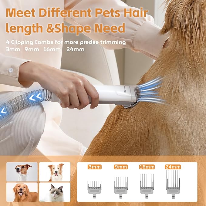 Pro pet grooming kit,Pet Grooming Vacuum Picks Up 99% Pet Hair,7 Proven Grooming Tools, 2.3L Capacity Pet Hair Dust Cup…