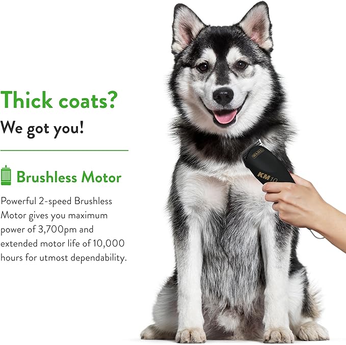Wahl Professional Animal KM10 2-Speed Brushless Motor Pet, Dog, and Horse Clipper Kit - Black