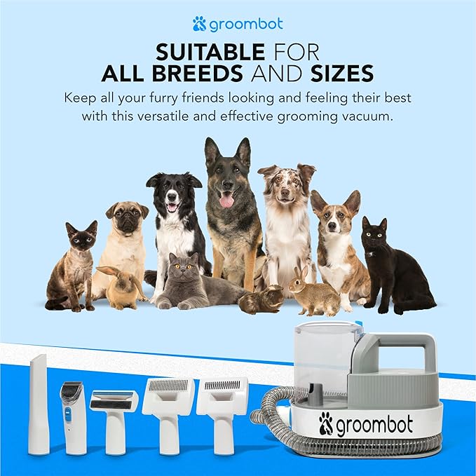 Pet Grooming Kit & Vacuum, Low Noise Suction, 2.5L Large Hair Collection Box, 5 Professional Grooming Tools for Shedding, Trimming, and More for Dogs Cats and Other Animals