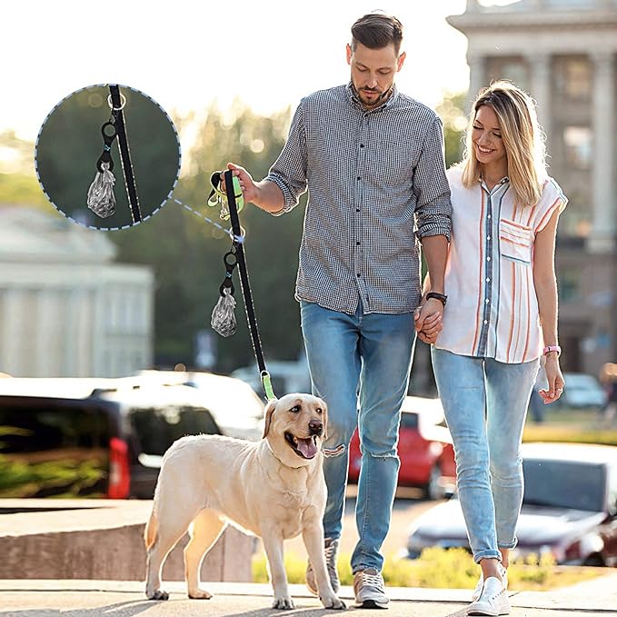 PuppyDoggy Dog Poop Bag Holder for Leash Waste Bag Carrier Dog Poop Bag Dispenser for Walking Running Bicycle Accessory 4 pieces (Blue)