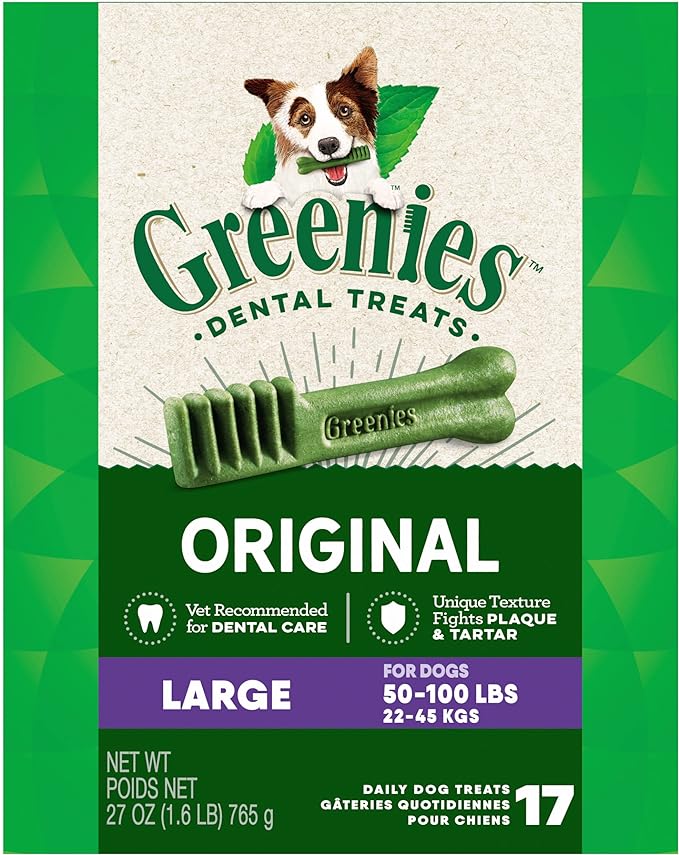 Greenies Original Large Natural Dental Care Dog Treats, 27 oz. Pack (17 Treats)