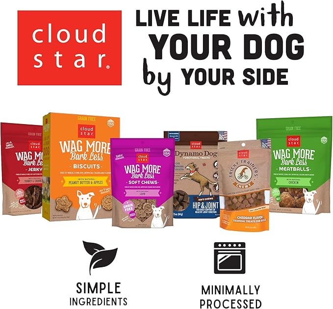Cloud Star Wag More Bark Less Chicken & Sweet Potato Recipe Grain-Free Jerky Dog Treats 10 Ounce Bag, Model: 693804191113