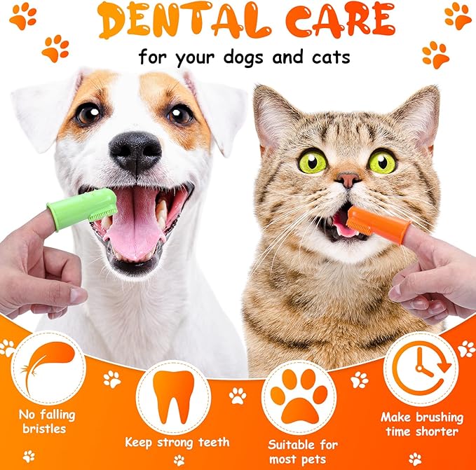80 Packs Dog Toothbrush Soft Finger Brushes Pet Finger Toothbrush Easy Teeth Cleaning Dog Tooth Brush Oral Care Pet Dental Brush Pet Cleaning Finger Covers for Small Cats and Puppy