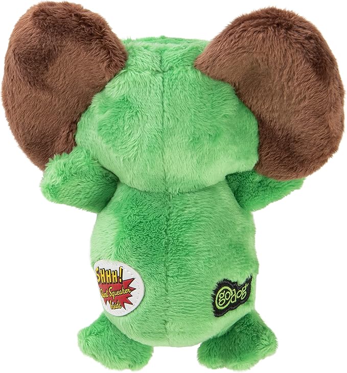 goDog Flips Gator-Monkey Silent Squeak Plush Dog Toy, Chew Guard Technology - Green, Small
