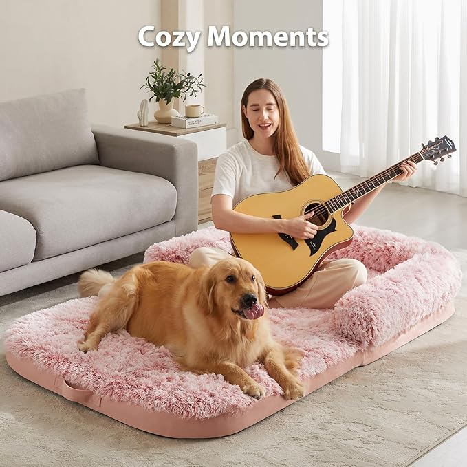 Human Dog Bed for People Adults, Dog Bed for Humans Size Fits You and Pets, Washable Faux Fur Orthopedic Human Dog Bed for People,Dog Bed for Humans