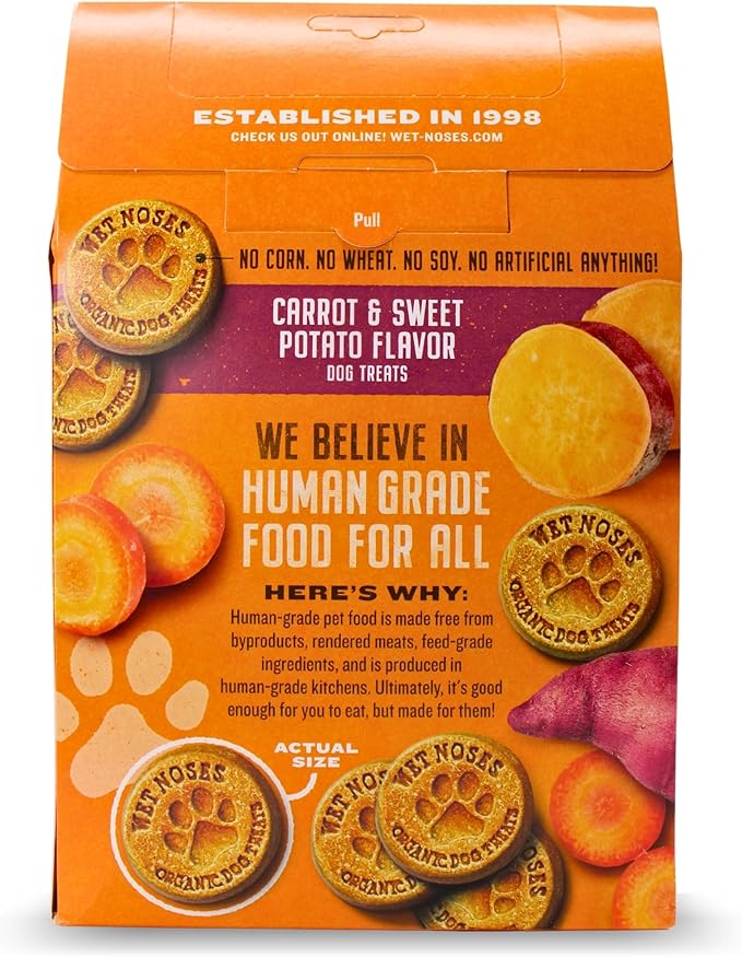 Grain-Free Organic Crunchy Dog Treats – for All Pet Sizes, Breeds – All-Natural Treat – 100% Human-Grade – Delicious Snacks for Dogs – 14 Oz., Grain Free - Carrot Sweet Potato, 2 X 14oz Box