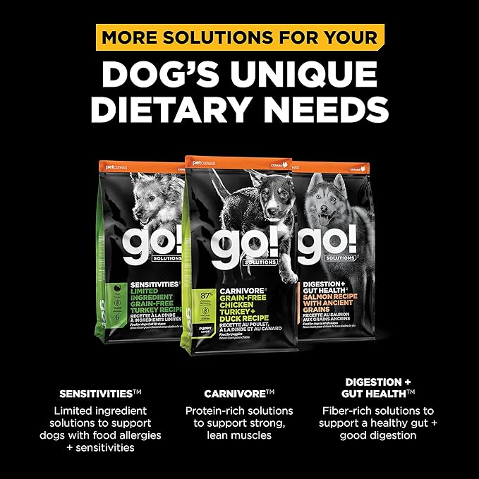 GO! SOLUTIONS Skin + Coat Care Dry Dog Food for Large Breed Puppy - Salmon Recipe with Grains - Complete & Balanced Nutrition, 12 lbs