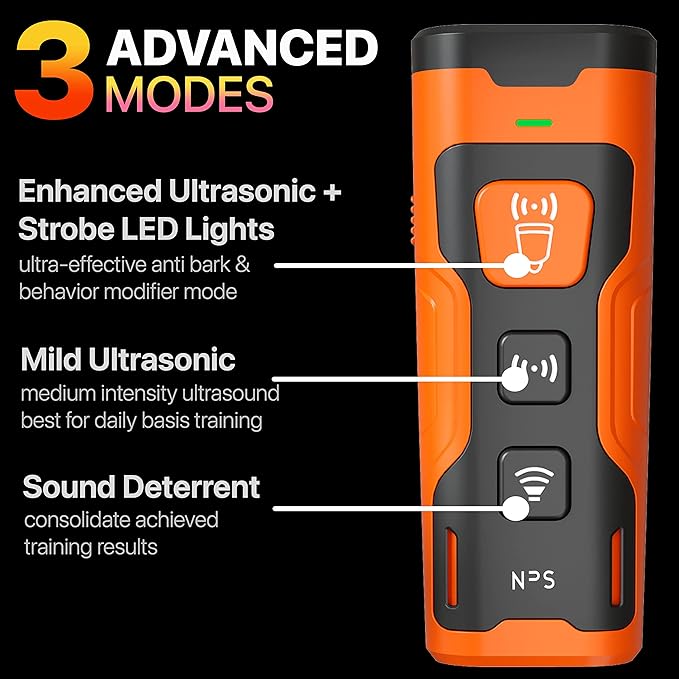 2024release Dog Bark Deterrent Device Stops Bad Behavior | No need yell or swat, Just point to a dog (own or neighbor's) Hit the button | Long-range ultrasonic, Alternative to painful dog shock collar