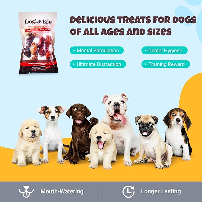Flavored Rawhide Bones Assortment for Dogs, Long Lasting Dog Chews, Beef, Natural and Chicken Flavored Dog Chew Treats Knotted Bones 4”-5” (Pack of 6) (Item 50872)
