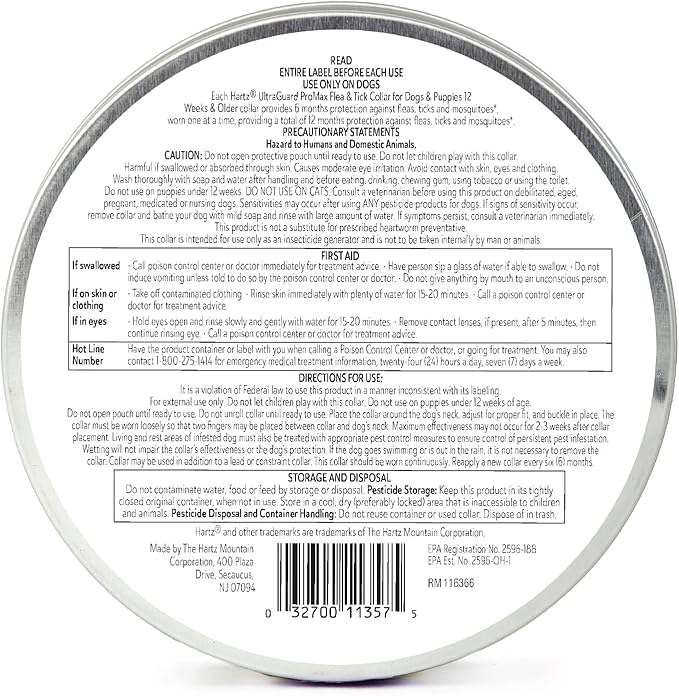 Hartz UltraGuard ProMax Flea & Tick Collar for Dogs I 12 Months Protection I Soft & Comfortable Flea & Tick Prevention I 2 Pack,Gray