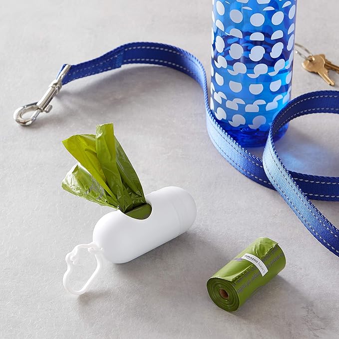 Amazon Basics Dog Poop Bags With Dispenser and Leash Clip, 13x9 inches, Cucumber Scented, 810 Bags, 54 Pack of 15