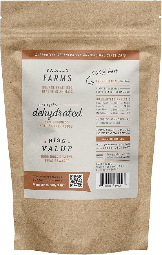 Farm Hounds Beef Liver Jerky Treats for Dogs, Premium Dried Dog Treats, High Protein Training Treat for Small & Large Dogs, Natural & Healthy Dog Treats, Made in USA, Beef Liver 4oz