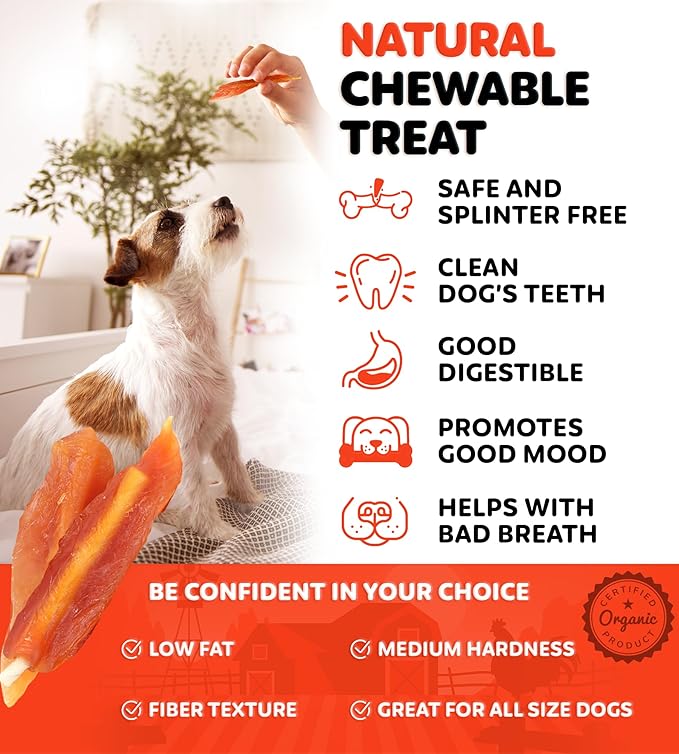 Chicken Jerky Wrapped Rawhide Sticks - Supports Dental Health Dog Treats, Grain Free, High Protein, Low-Calorie - Real Chicken - Chews, 12 oz