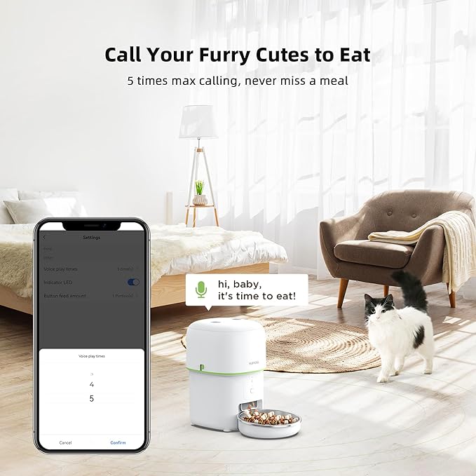 Automatic Cat Feeder WiFi - Easy to Clean 2L/4L WiFi Automatic Cat Feeder for Remote Feeding, Cat Food Dispenser with Lock Feature and Suitable Portion Size, Only 2.4GHz