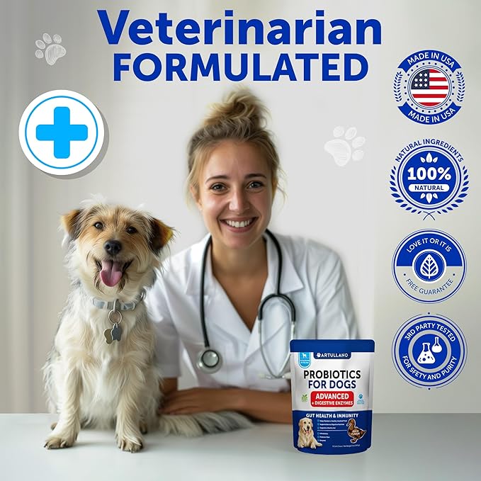 Probiotics for Dogs - Support Gut Health, Itchy Skin, Allergies, Immunity, Yeast Balance - Dog Probiotics and Digestive Enzymes with Prebiotics - Reduce Diarrhea, Gas - 70 Probiotic Chews for Dogs