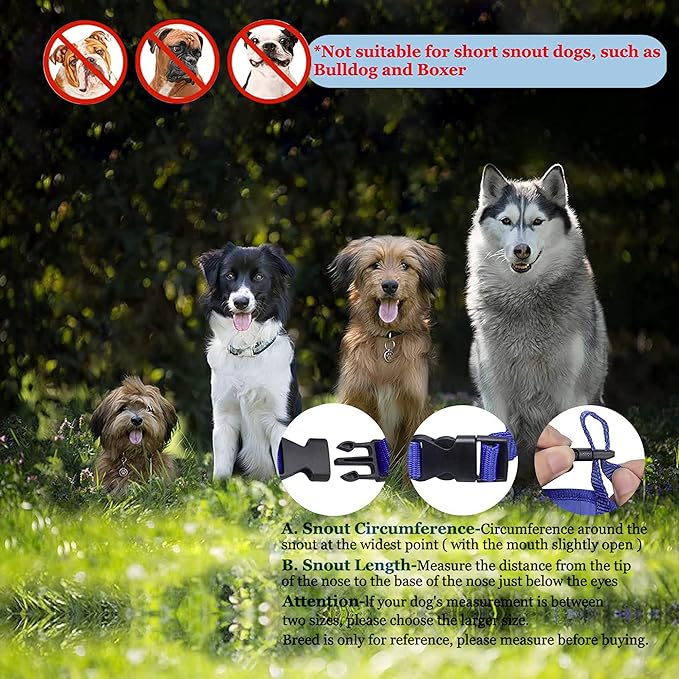 Parts Express Dog Muzzle, Soft Anti-Biting Barking Chewing Muzzle, Breathable Waterproof Adjustable Muzzle for Small Medium Dogs,Blue (M)
