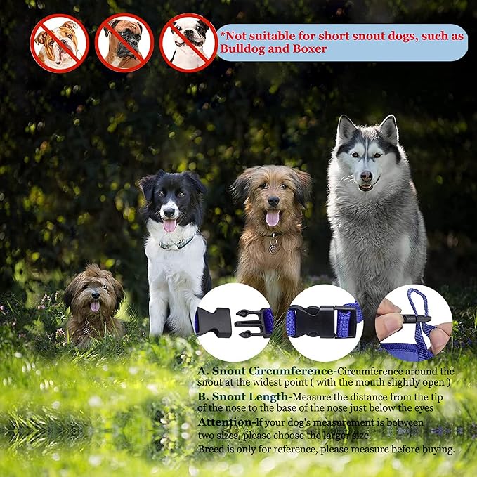 Parts Express Dog Muzzle, Soft Anti-Biting Barking Chewing Muzzle, Breathable Waterproof Adjustable Muzzle for Small Medium,Large Dogs,Blue (XL)