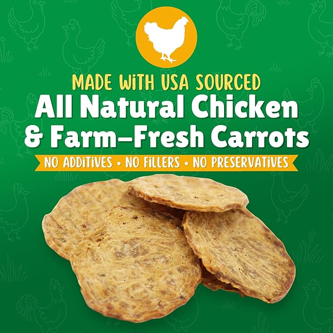 Lucky Premium Treats Chicken & Carrot Lucky Chips for Dogs – Healthy Chicken Dog Treats Made in USA – 2 Ingredient Chicken Jerky Dog Treats – 12 oz Bag