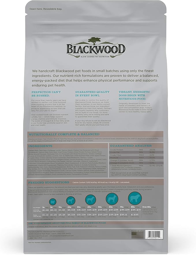 Blackwood Special Diet All Life Stages Dry Dog Food, 5Lb., Chicken Meal & Field Pea Recipe, with Superfood Ingredients, Grain Free Dog Food
