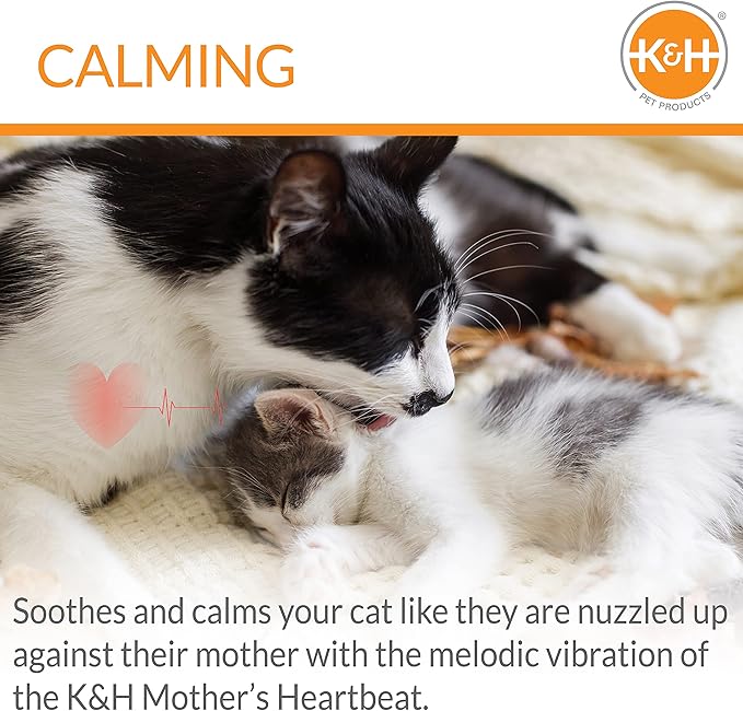 K&H Pet Products Mother's Heartbeat Plush Kitten Calming Toy Heart Pillow Red Kitten Heartbeat 6 Inch