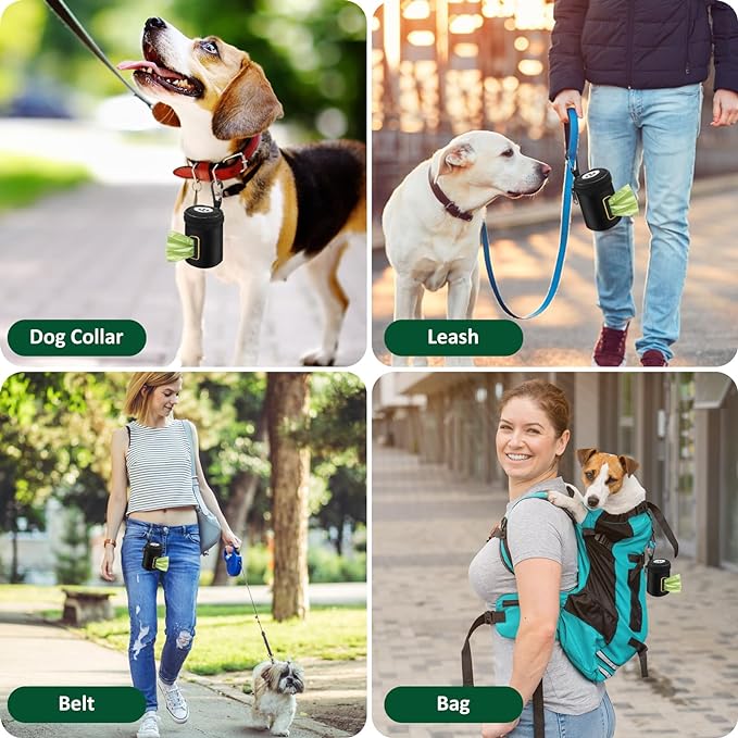 Dog Poop Bag Holder for Leash - Doggy Poop Waste Bag Dispenser Zipper Pouch with Carabiner Clip, 1680D Nylon Oxford Poop Bag Dispenser for Leashes Doggy Poop Bag Holder for Travel, Dog Walking, Park
