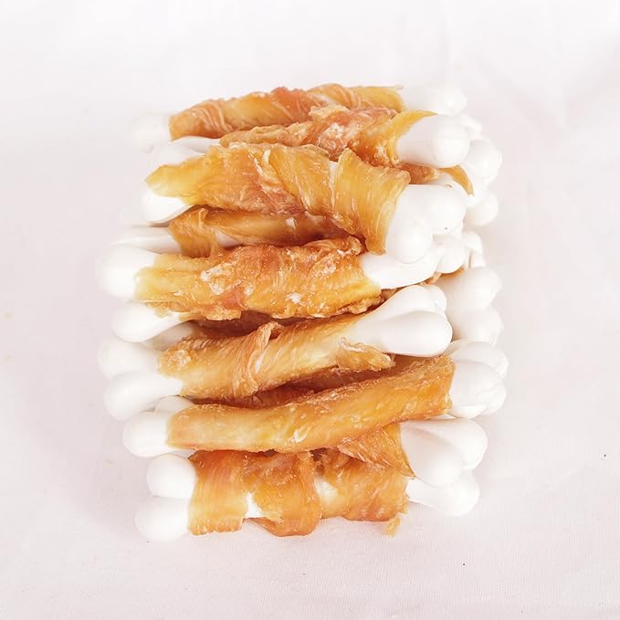 Dog Treats, Chicken Wrapped Calcium Dog Bones, Rawhide Free Dog Treats, 2.8 inch, 12oz