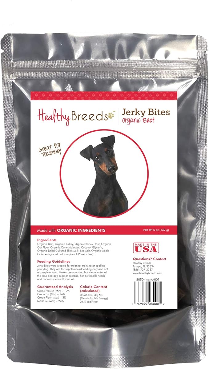 Healthy Breeds Manchester Terrier Jerky Bites Beef Recipe Dog Treats 5 oz