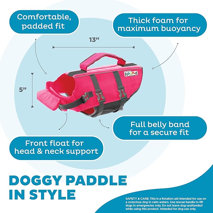 Outward Hound Granby Splash Pink Dog Life Jacket, Small