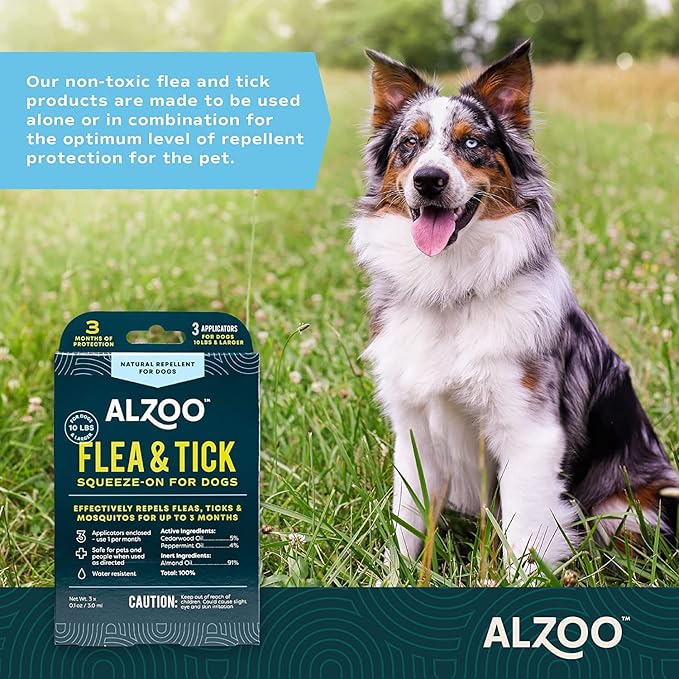 Flea & Tick Repellent Squeeze-On for Dogs and 8 Fl. Oz. Flea & Tick Repellent Spray for Dogs, 100% Plant-Based Active Ingredients