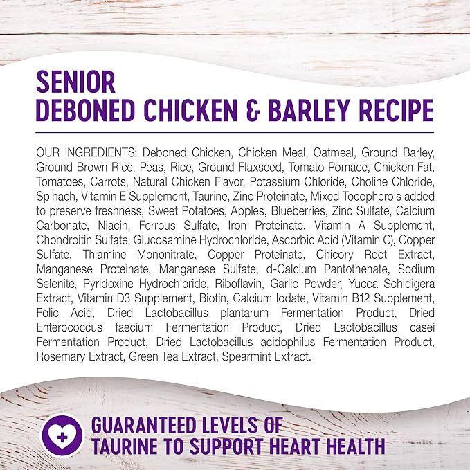 Wellness Complete Health Senior Dry Dog Food with Grains, Natural Ingredients, Made in USA with Real Meat, All Breeds (Chicken & Barley, 30-Pound Bag)