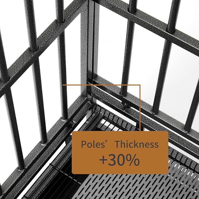 38/42/46 inch Heavy Duty Extra Large Indestructible Dog Crate Kennel Indoor with Separation Anxiety Lockable Wheels and Removable Tray