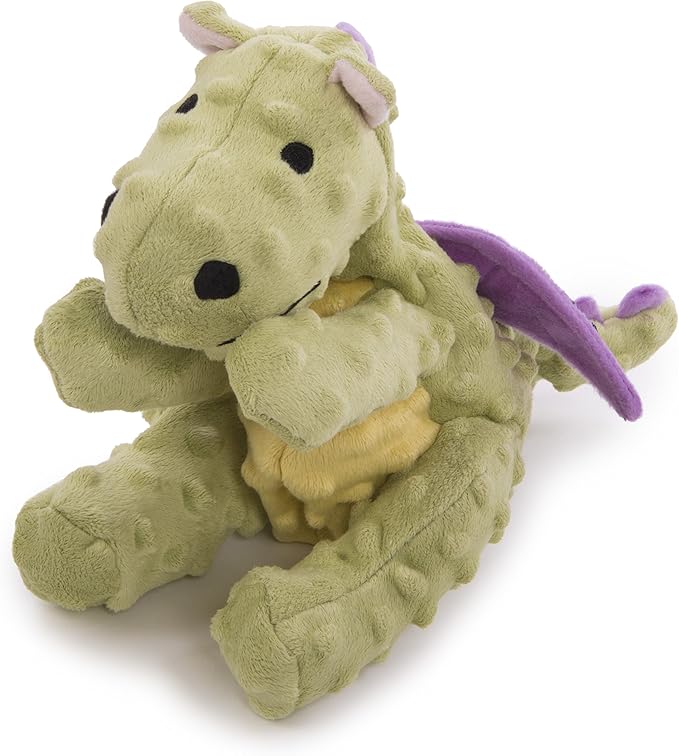 goDog Bubble Plush Dragons Squeaky Dog Toy, Chew Guard Technology - Lime, Large