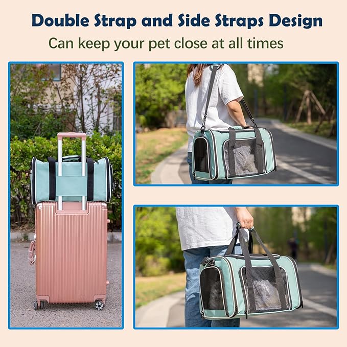 Dog Cat Carrier Pet Carriers for Small Medium Large Cats Dogs Carrier Soft Sided Small Puppy Dog Carrier Portable Foldable Airline Approved Dog Cat Travel Carrier Green Large