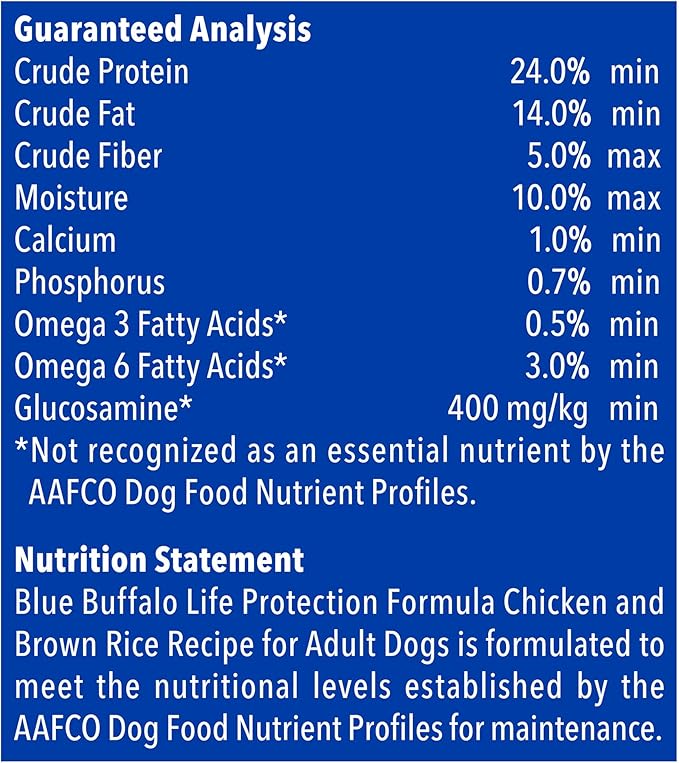 Blue Buffalo Life Protection Formula Natural Adult Dry Dog Food, Chicken and Brown Rice 30-lb