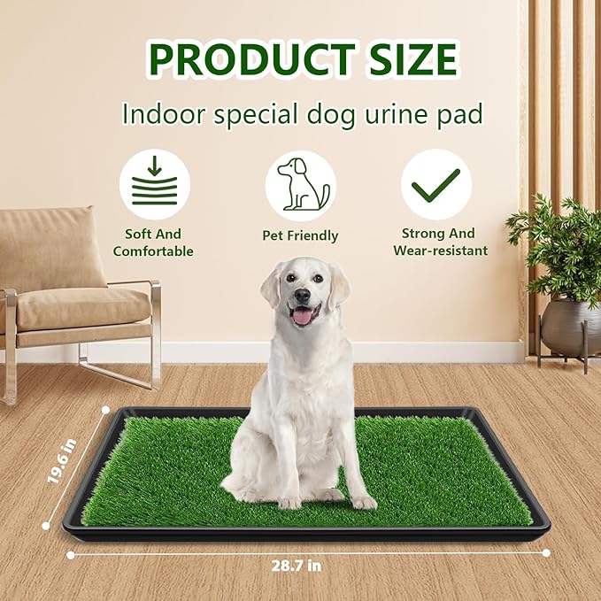 28.7 x 19.6In Dog Grass Pad with Tray Pet Potty Fake Grass Training Mat Artificial Grass for Dogs with Tray on Indoor and Outdoor