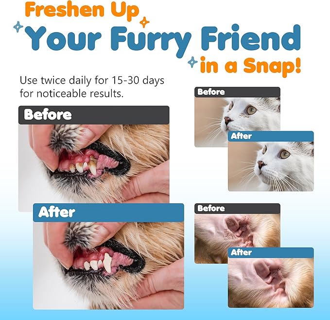 3-in-1 Pet Finger Wet Wipes for Dogs & Cats, Soft Disposable Finger Towels for Eye, Ear, & Dental Care, Freshen Breath with Deep Teeth Cleaning Support, Pack of 50