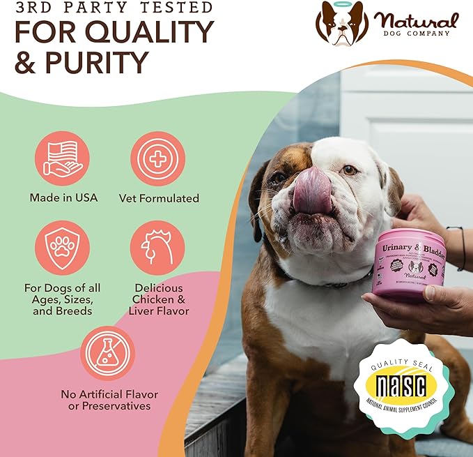Natural Dog Company Cranberry Supplement for Dogs - Urinary & Bladder Support for Dogs - D-Mannose for Dogs Promotes Bladder Health - Turkey Flavor - Dog UTI Incontinence Supplement - 90 Soft Chews