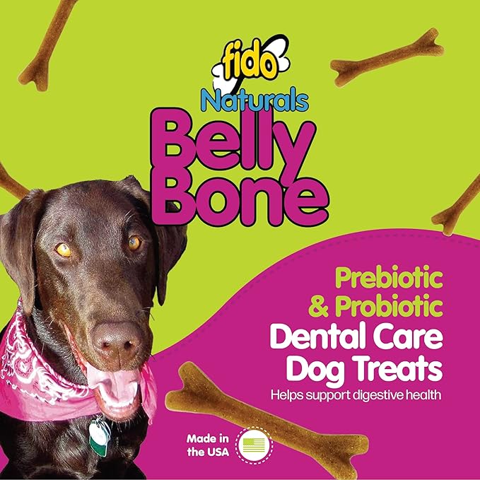 Belly Bones for Dogs, 4 Yogurt Flavor Large Dog Dental Treats (Made in USA) - 4 Count Dog Treats for Large Dogs - Plaque and Tartar Control for Fresh Breath, Digestive Health Support