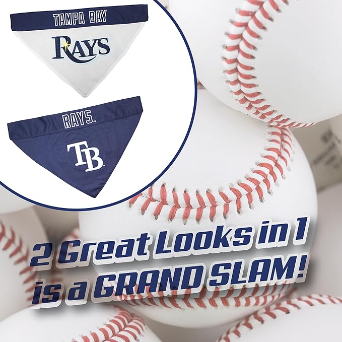 Pets First RAY-3217-S-M MLB Dog Bandana - Tampa Bay Rays Reversible Pet Bandana, Small/Medium, MLB Team Color