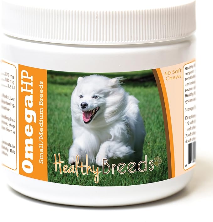 Healthy Breeds American Eskimo Dog Omega HP Fatty Acid Skin and Coat Support Soft Chews 60 Count