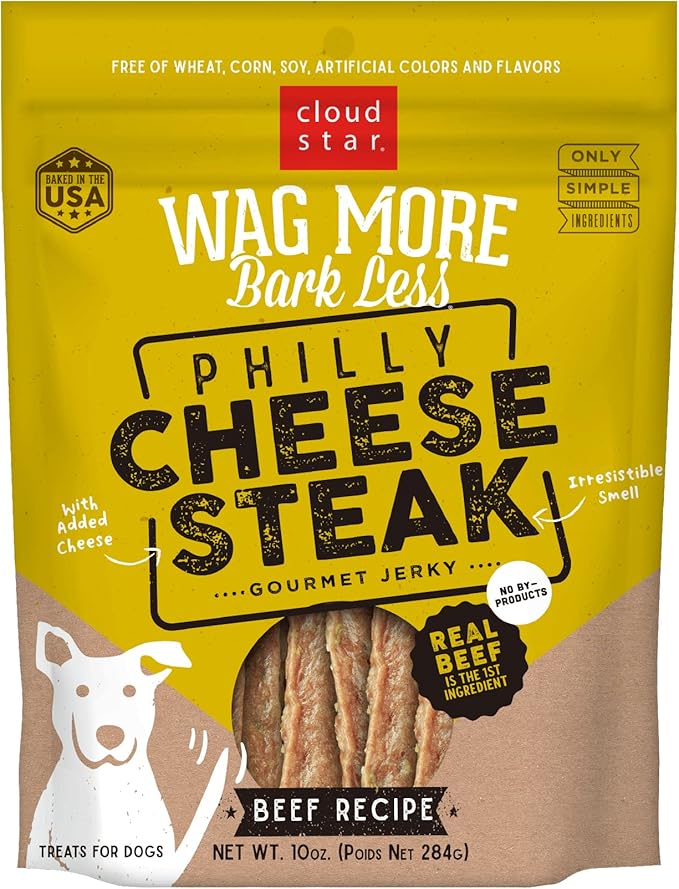 Cloud Star Wag More Bark Less Jerky: Philly Cheesesteak Beef - 10 oz.